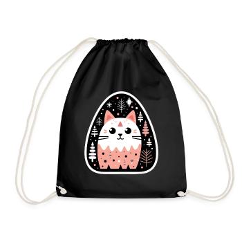 Kitten waiting for Christmas - Drawstring Bag - black - Front