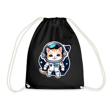 Astronaut Cat - Space - Drawstring Bag - black - Front