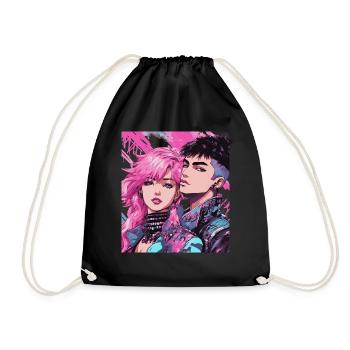 80s Fashion - Drawstring Bag - black - Front