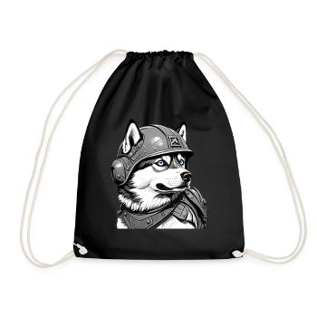 Siberian Husky - Drawstring Bag - black - Front