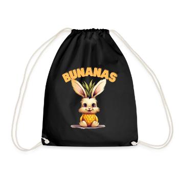 Bunanas Hasen Ananas süßes lustiges Kaninchen - Turnbeutel - Schwarz - Vorne
