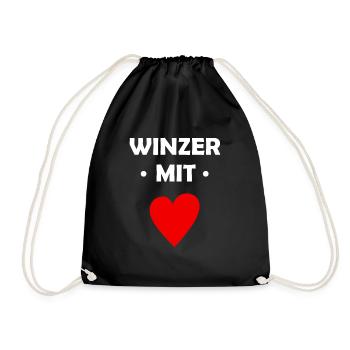 Winzer mit Herz - Turnbeutel - Schwarz - Vorne