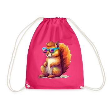 Pixulo the Squirrel - Drawstring Bag - fuchsia - Front