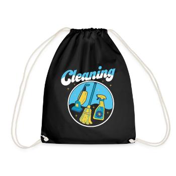 Cleaning Cleaner Housewife Housekeeping - Turnbeutel - Schwarz - Vorne