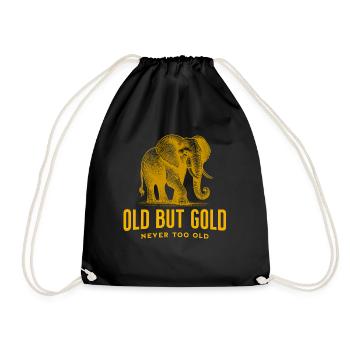 Old but Gold never too old with Big Elephant - Drawstring Bag - black - Front