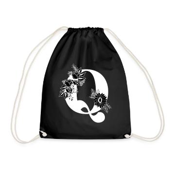 Lettre q floral noir et blanc - Sac de sport léger - noir - Devant