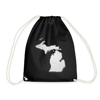 Michigan (United States) | real volleyball | Map - Drawstring Bag - black - Front