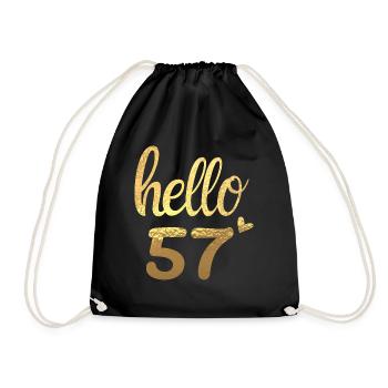Hello 57 gold - Drawstring Bag - black - Front