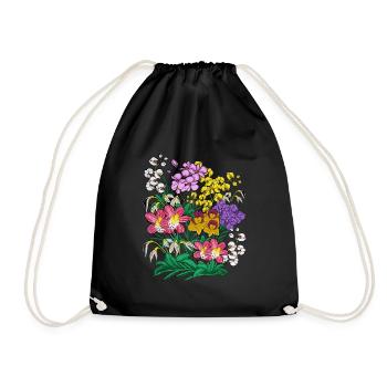 Orchideen Blumen Pflanzen Geschenk Orchidee - Turnbeutel - Schwarz - Vorne