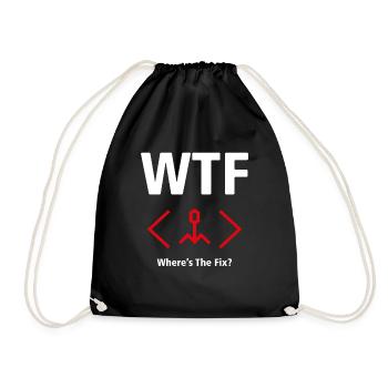 WTF T-shirt - Where's The Fix? (Programmers) - Drawstring Bag - black - Front