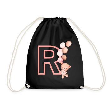 Lettre r rose ours - Sac de sport léger - noir - Devant