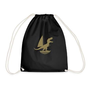 Dinosaur T-Rex Sailboat Silhouette minimalisti - Drawstring Bag - black - Front