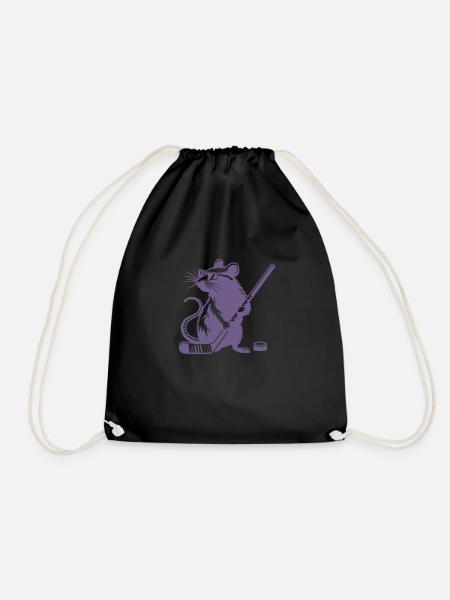 Maus Ratte Eishockeyspieler Silhouette - Turnbeutel - Schwarz