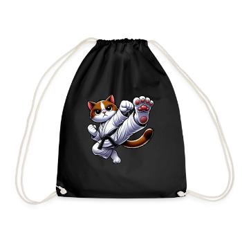 Chat de dessin animé combattant d’arts martiaux - Sac de sport léger - noir - Devant