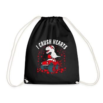 Valentines Day Monster Truck kids I Crush Hearts - Drawstring Bag - black - Front