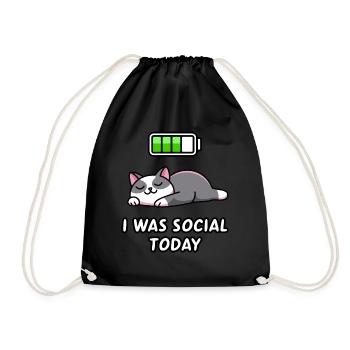 Recharge Mode: I Was Social Today - Drawstring Bag - black - Front