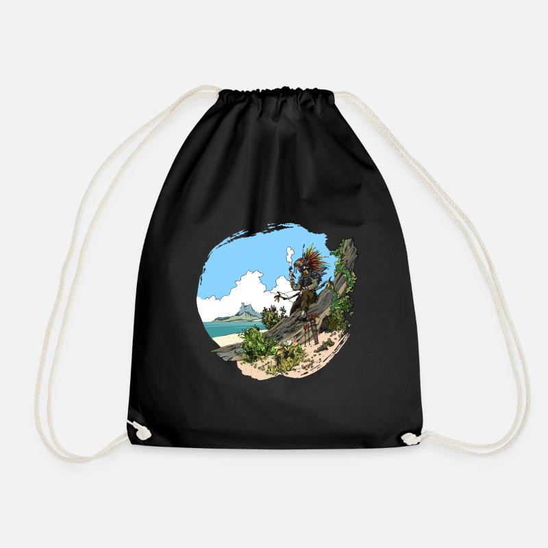 Der Indianer am Strand - Turnbeutel - Schwarz