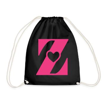 Letter z Initial Letter with Heart - Drawstring Bag - black - Front