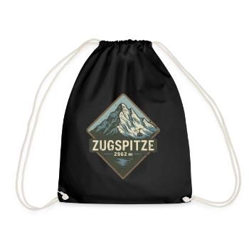 Zugspitze Bergsteiger Vintage Badge 2962m Alpen - Turnbeutel - Schwarz - Vorne