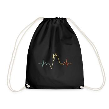 Ecg Heartbeat Graphic Bouldering Mountaineering Bo - Turnbeutel - Schwarz - Vorne