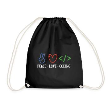 Peace Love Coding Coder Software Developer Program - Turnbeutel - Schwarz - Vorne