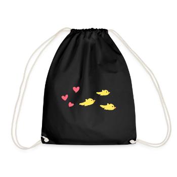 Heart animals birds fly - Drawstring Bag - black - Front