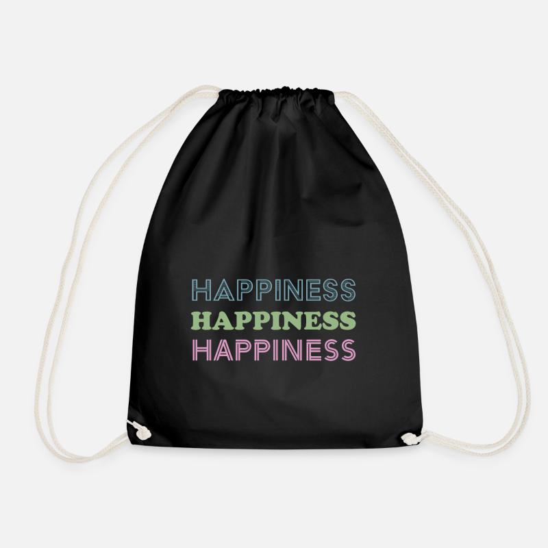 Happiness - Drawstring Bag - black