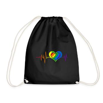 Pride Heart Lgbtq Bisexual Rainbow Love Transgende - Turnbeutel - Schwarz - Vorne