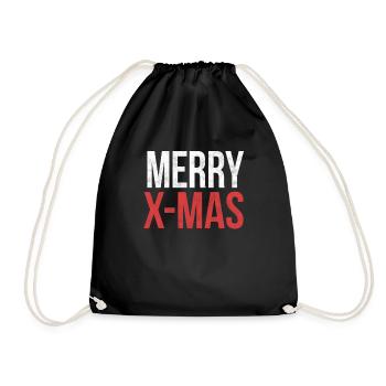 Merry X Mas Funny Christmas Gift Shirt - Turnbeutel - Schwarz - Vorne