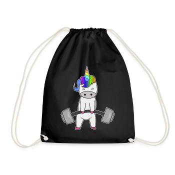 Cadeau d'entraînement de musculation haltère Licorne - Sac de sport léger - noir - Devant