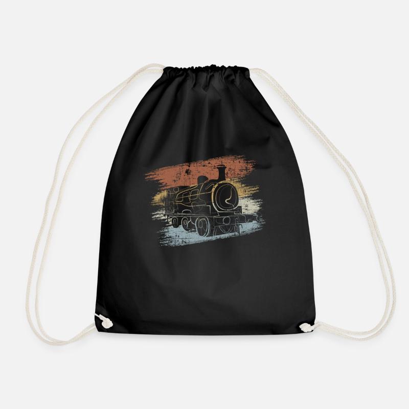 Locomotive Railway - Drawstring Bag - black