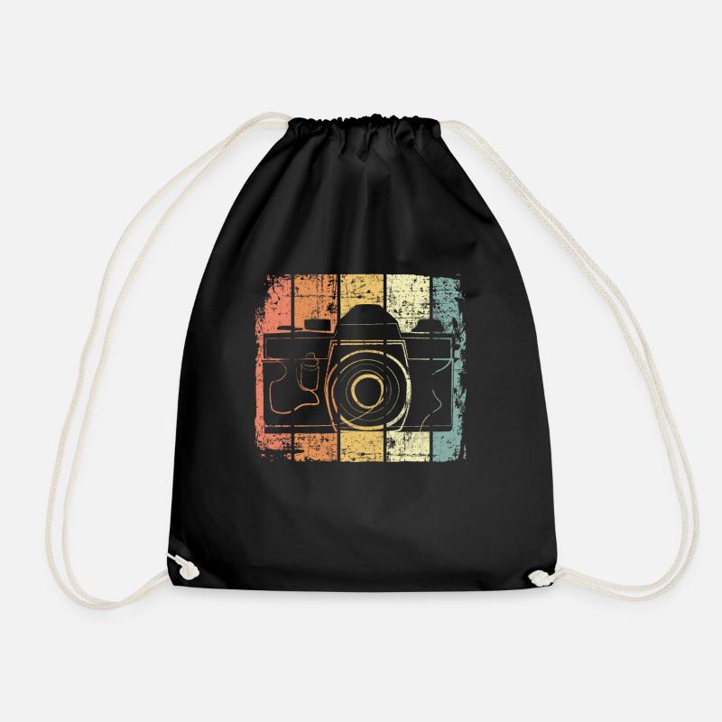 Camera retro - Drawstring Bag - black