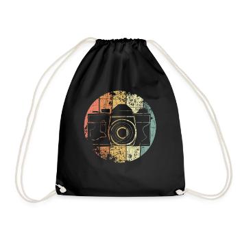 Caméra photographe rétro - Sac de sport léger - noir - Devant