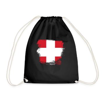 Schweizer Flagge Schweiz - Turnbeutel - Schwarz - Vorne