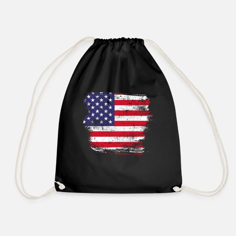 USA Amerika Flagge - Turnbeutel - Schwarz
