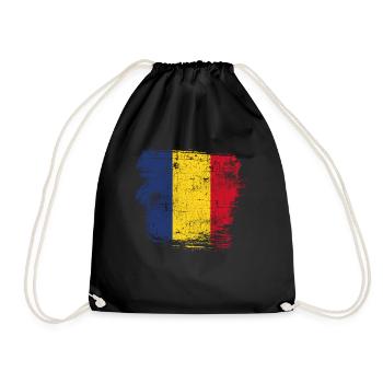 Romania Flag - Drawstring Bag - black - Front