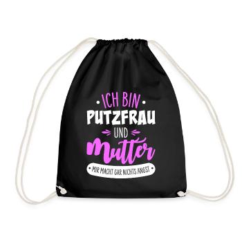 Cleaning lady mother - Drawstring Bag - black - Front