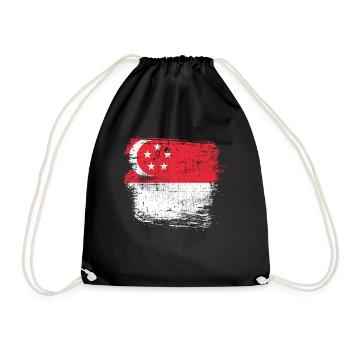 Singapur - Turnbeutel - Schwarz - Vorne