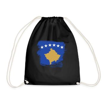 Kosovo Flagge - Turnbeutel - Schwarz - Vorne