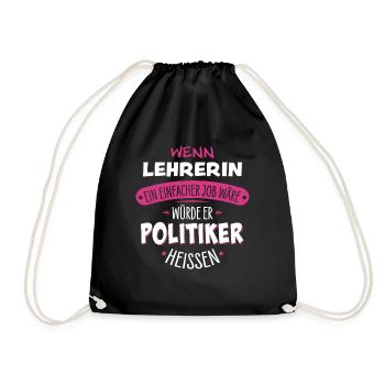 Lehrerin - Turnbeutel - Schwarz - Vorne