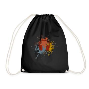 Écouteurs musique rétro - Sac de sport léger - noir - Devant