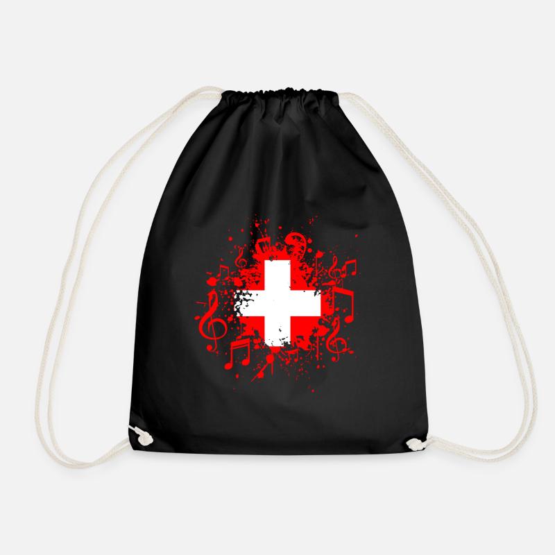 Schweizer Musik Schweiz Flagge - Turnbeutel - Schwarz