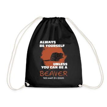 Beaver - Drawstring Bag - black - Front