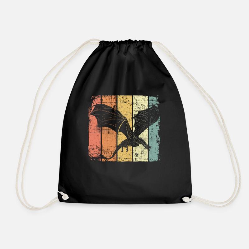 Drache retro - Turnbeutel - Schwarz
