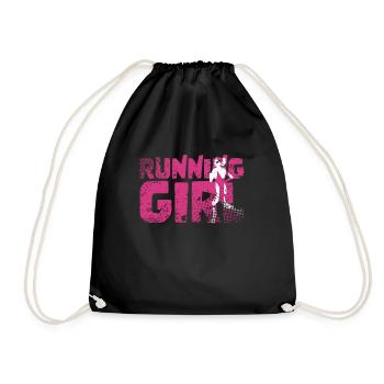 Runner running girl - Drawstring Bag - black - Front