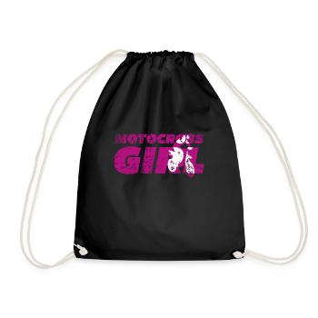Motocross girl motorcycle - Drawstring Bag - black - Front