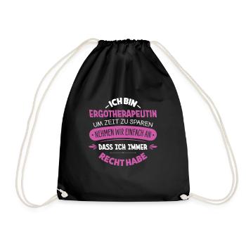 Ergotherapeutin - Turnbeutel - Schwarz - Vorne