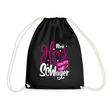My heart beats for hits - Schlager music - Drawstring Bag - black - Front