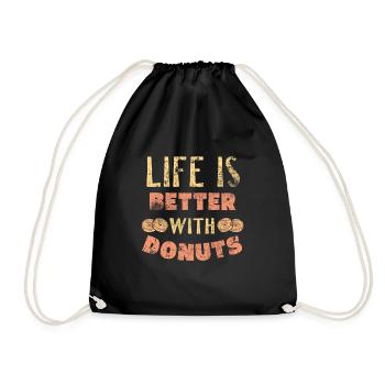 donut - Drawstring Bag - black - Front