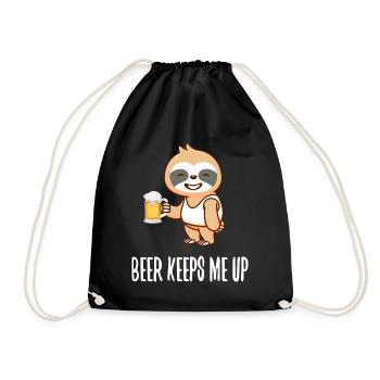 Sloth with beer - Drawstring Bag - black - Front